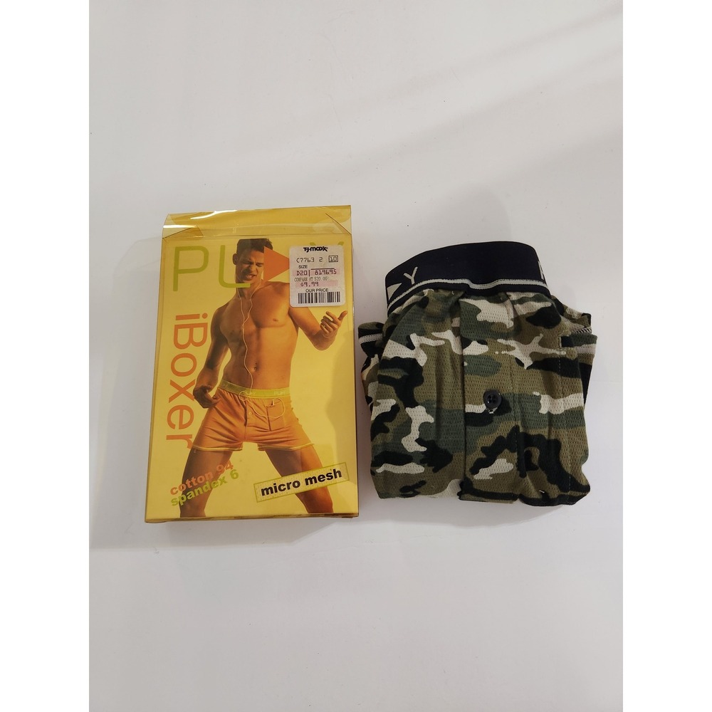 PLAY Intimo iBoxer Trunks Olive Camo Vintage iPod Pocket Micro Mesh Small